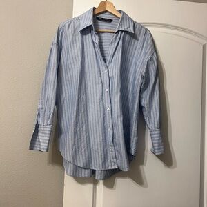 Oversized blue stripe button down